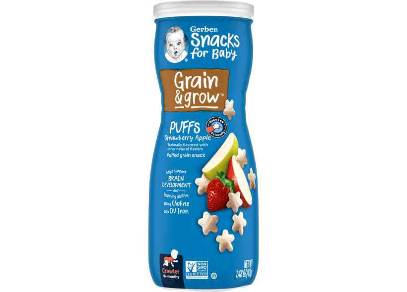Gerber Graduates Puffs Cereal Snack, Strawberry Apple, Naturally Flavored with Other Natural Flavors (1pack)