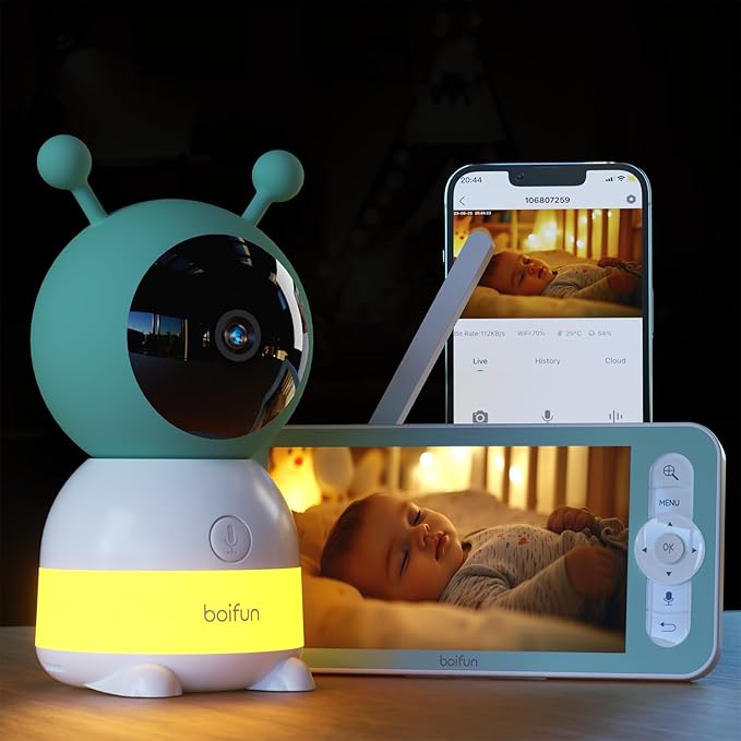 BOIFUN Baby Monitor with Camera 2K/3MP, Intelligent Night Light