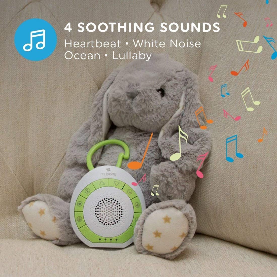 MyBaby SoundSpa on the go with soothing sounds, sleep aid for babies and children with lullabies and natural sounds such as heart tones, white noise, sea to fall asleep, timer function - Baby Bliss