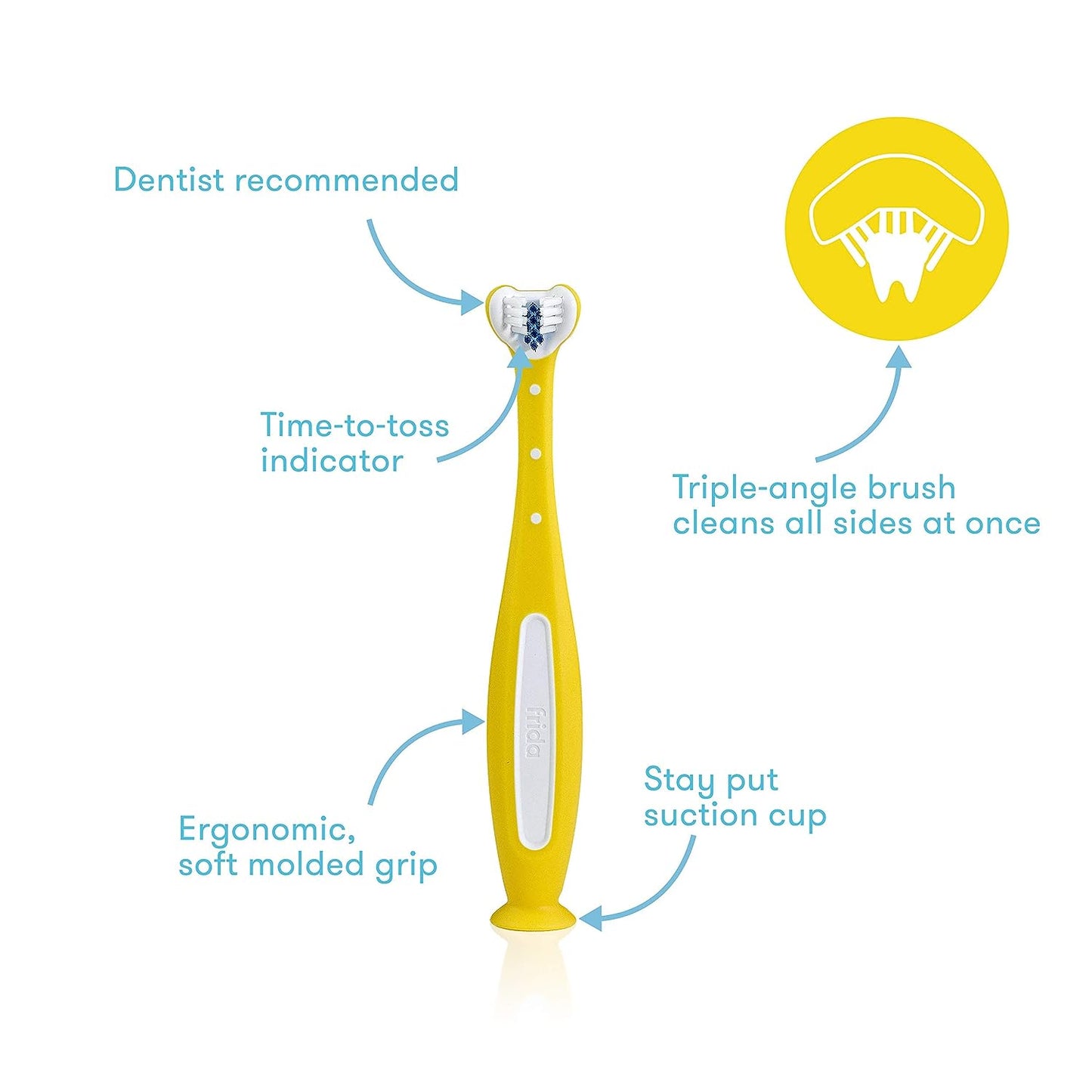 Frida Baby 3 Angle Toothbrush for Toddlers - Blue - Baby Bliss