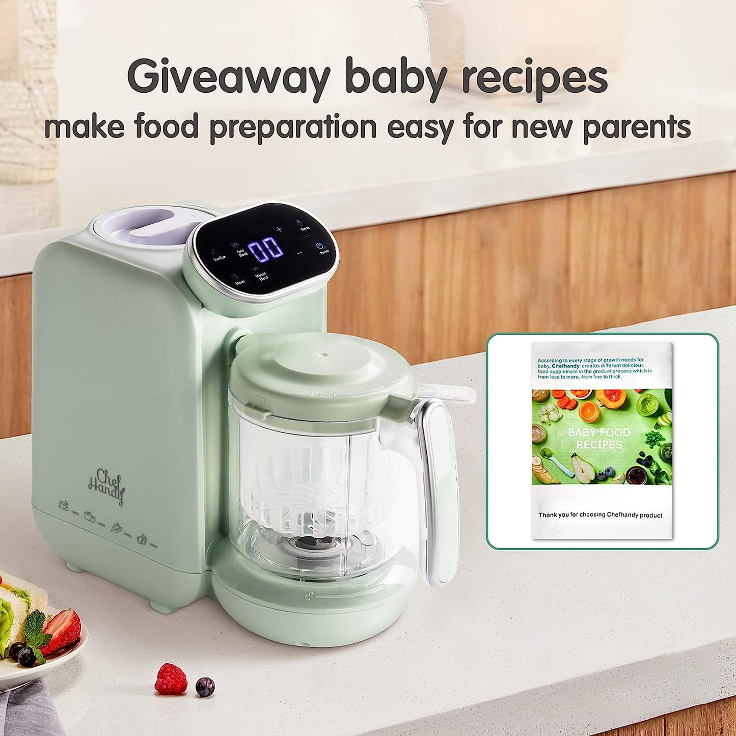 CHEFHANDY 5-in-1 baby food processor, baby food maker, baby food preparer, baby food preparation, bottle warmer - baby steaming, mixing, warming up - Baby Bliss