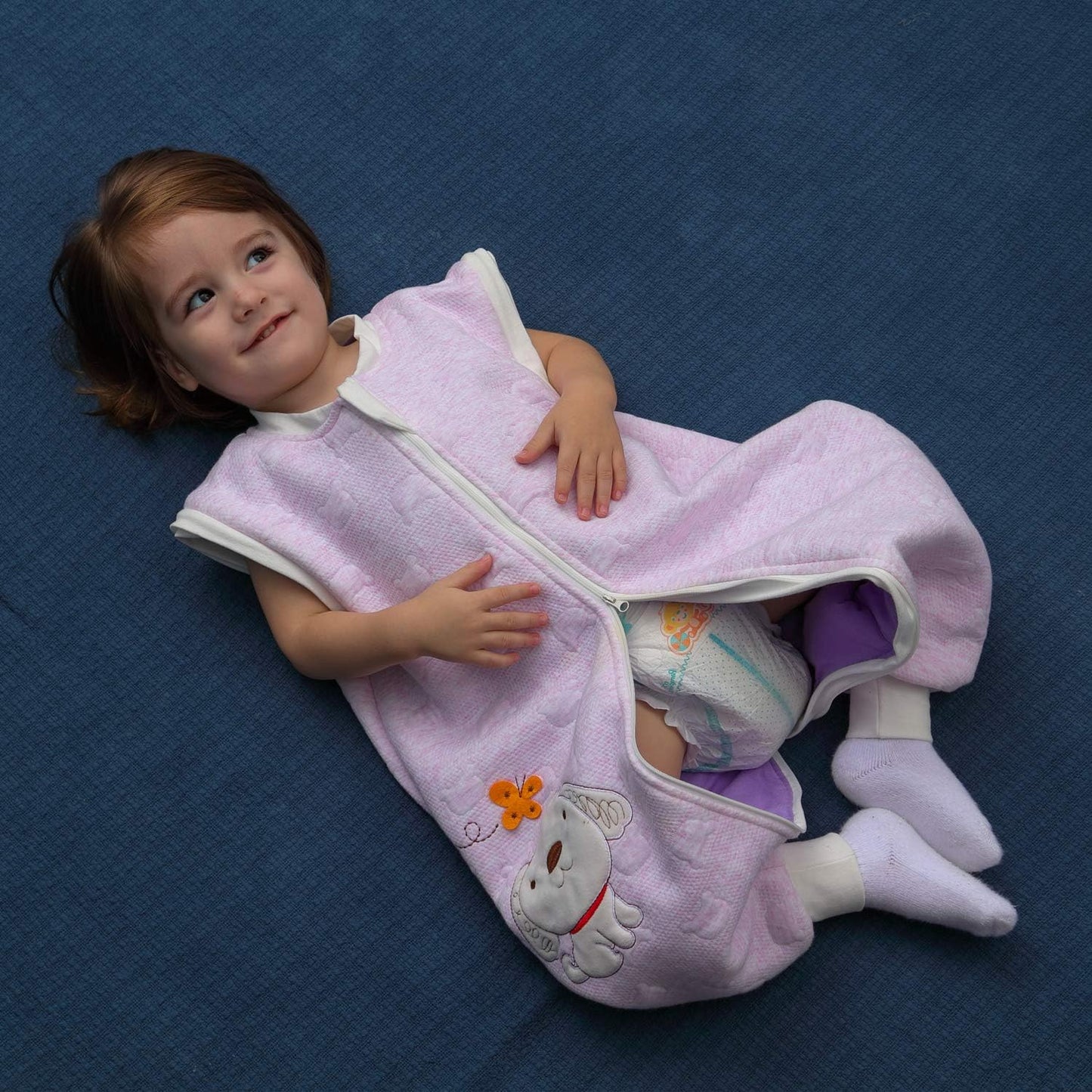 Baby Sleeping Bag Long-Sleeved Winter Child's Sleeping Bag, Dog Pattern, Baby Sleeping Suit with Feet, Cotton, Boy and Girl Unisex all-year-round Pyjamas - Baby Bliss