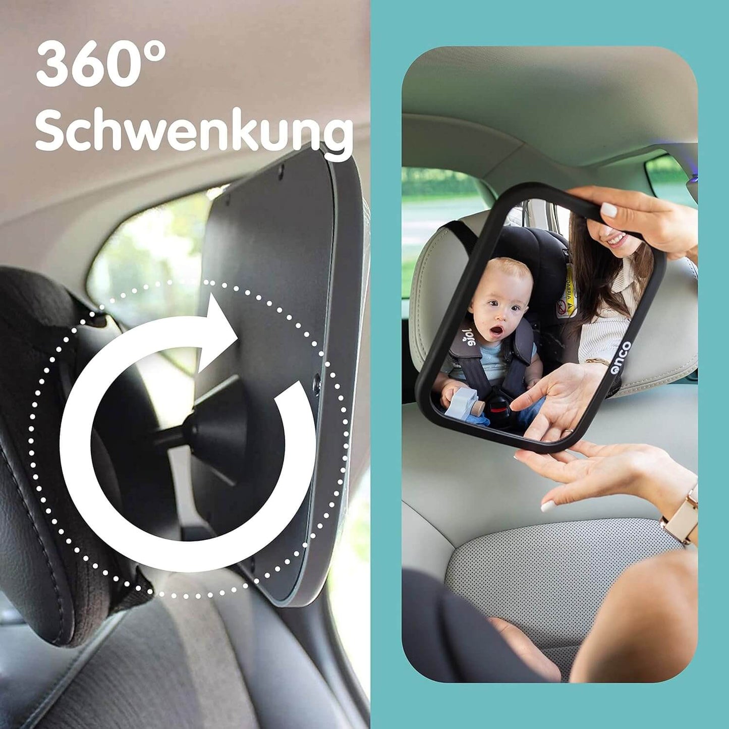 Onco, Baby Car Mirror, Rear View Mirror for Child Seat