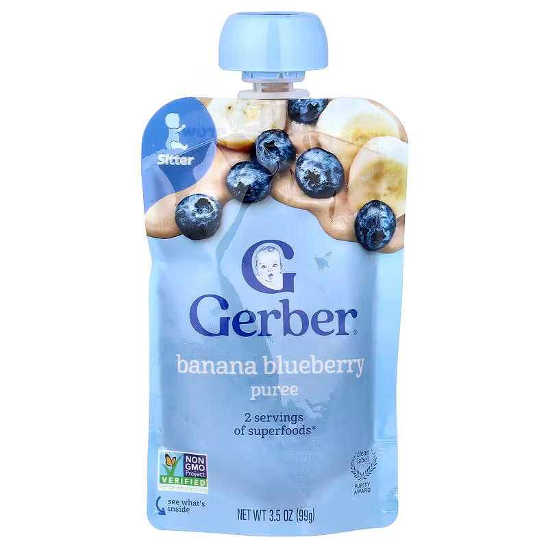 Gerber, Puree, Sitter, Banana & Blueberry, 3.5 oz (99 g)