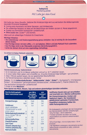 Porridge banana & raspberry from the 8th month, 200 g - Baby Bliss