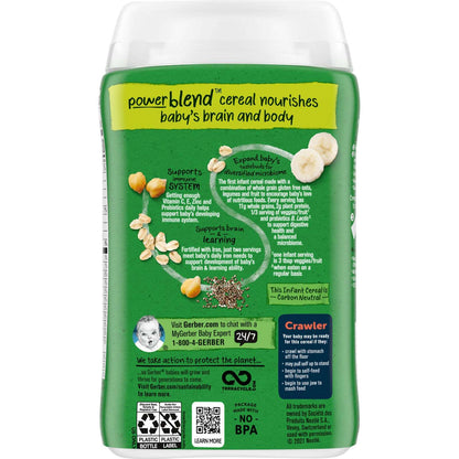 Gerber, Powerblend Organic for Baby, 8 Months+, Probiotic Oatmeal, Chickpea, Banana, and Chia Granola, 8 oz (227 g)