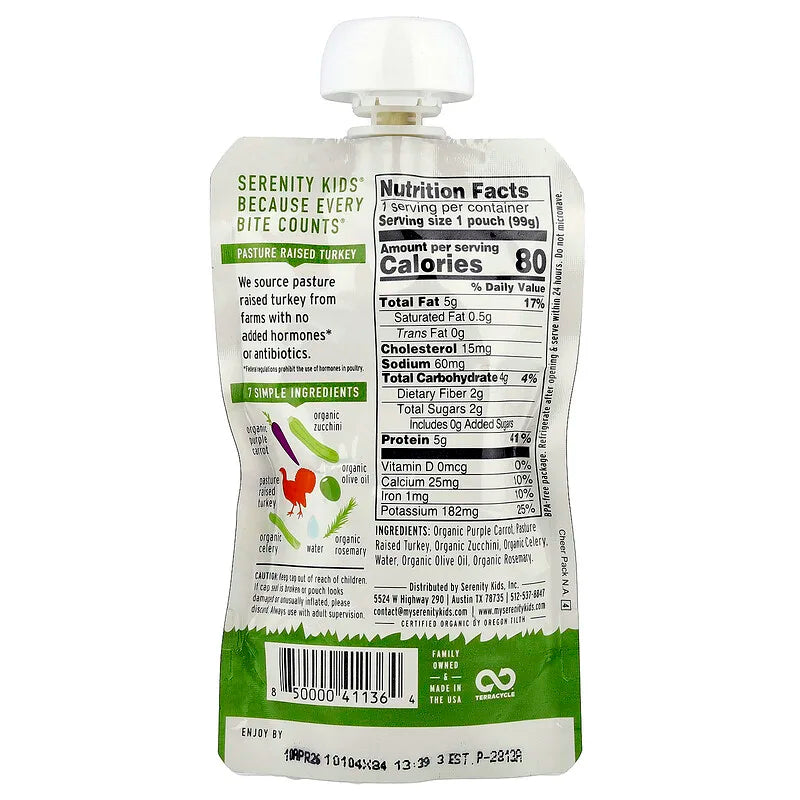 Serenity Kids, Turkey + Rosemary, 6+ Months, 3.5 oz (99 g)