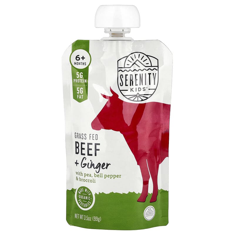 Serenity Kids, Grass Fed Beef + Ginger, 6+ Months, 3.5 oz (99 g)