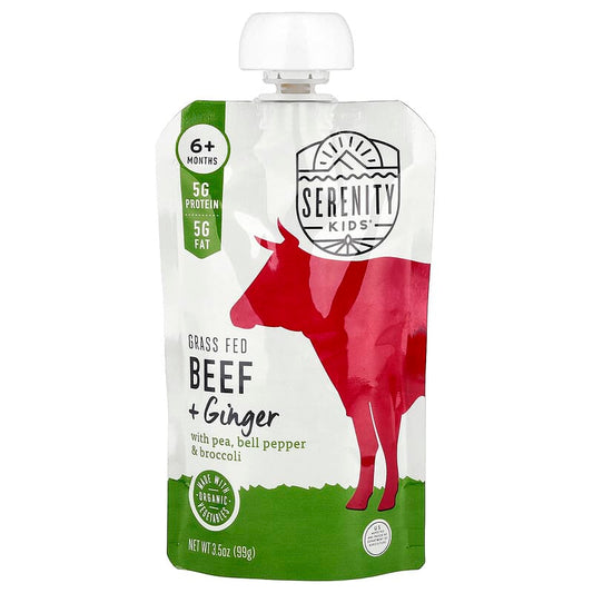 Serenity Kids, Grass Fed Beef + Ginger, 6+ Months, 3.5 oz (99 g)