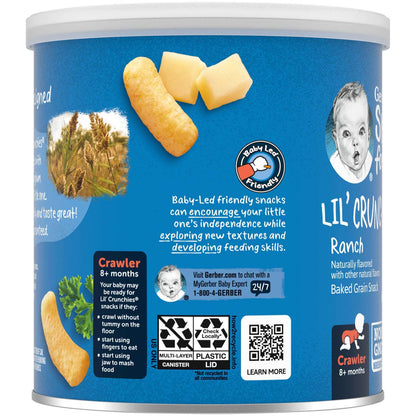 Gerber, Snacks for Baby, Lil' Crunchies, Baked Grain Snack, 8+ Months, Ranch, 1.48 oz (42 g)