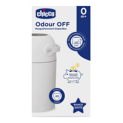 Chicco nappy pail Odor OFF, odor-proof system, conventional bags can be used, silver - Baby Bliss