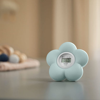 Philips Avent SCF480/00 Bath and Room Thermometer, Digital Display, Safe Measurement, Cute Design, Mint