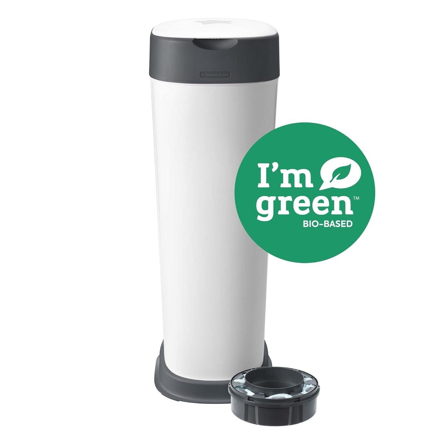 Tommee Tippee Twist & Click Nappy Bin XL, Holds up to 60 Nappies, 76 cm High, Environmentally Friendly System with 1 Refill Cassette with Sustainably Covered Antibacterial Greenfilm