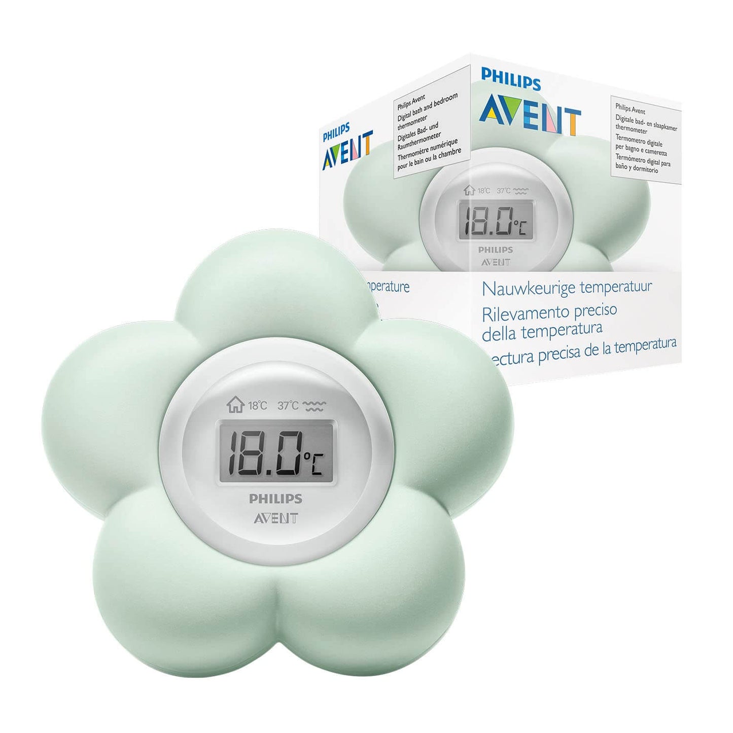Philips Avent SCF480/00 Bath and Room Thermometer, Digital Display, Safe Measurement, Cute Design, Mint