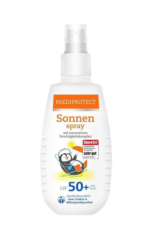 PAEDIPROTECT Sun Spray Children Baby SPF 50+ 150 ml, Sun Cream Fragrance-Free & Waterproof Spray, Face Body, Sun Protection Spray Against UVA/UVB Radiation, Vegan, No Microplastics