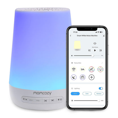 Momcozy White Noise Machine, Sleep Aid Baby Sound Machine, White Noise with 34 Soothing Sounds, 7 Colours Night Light, Adult Sound Therapy, Timer, App Remote Control, Home - Baby Bliss