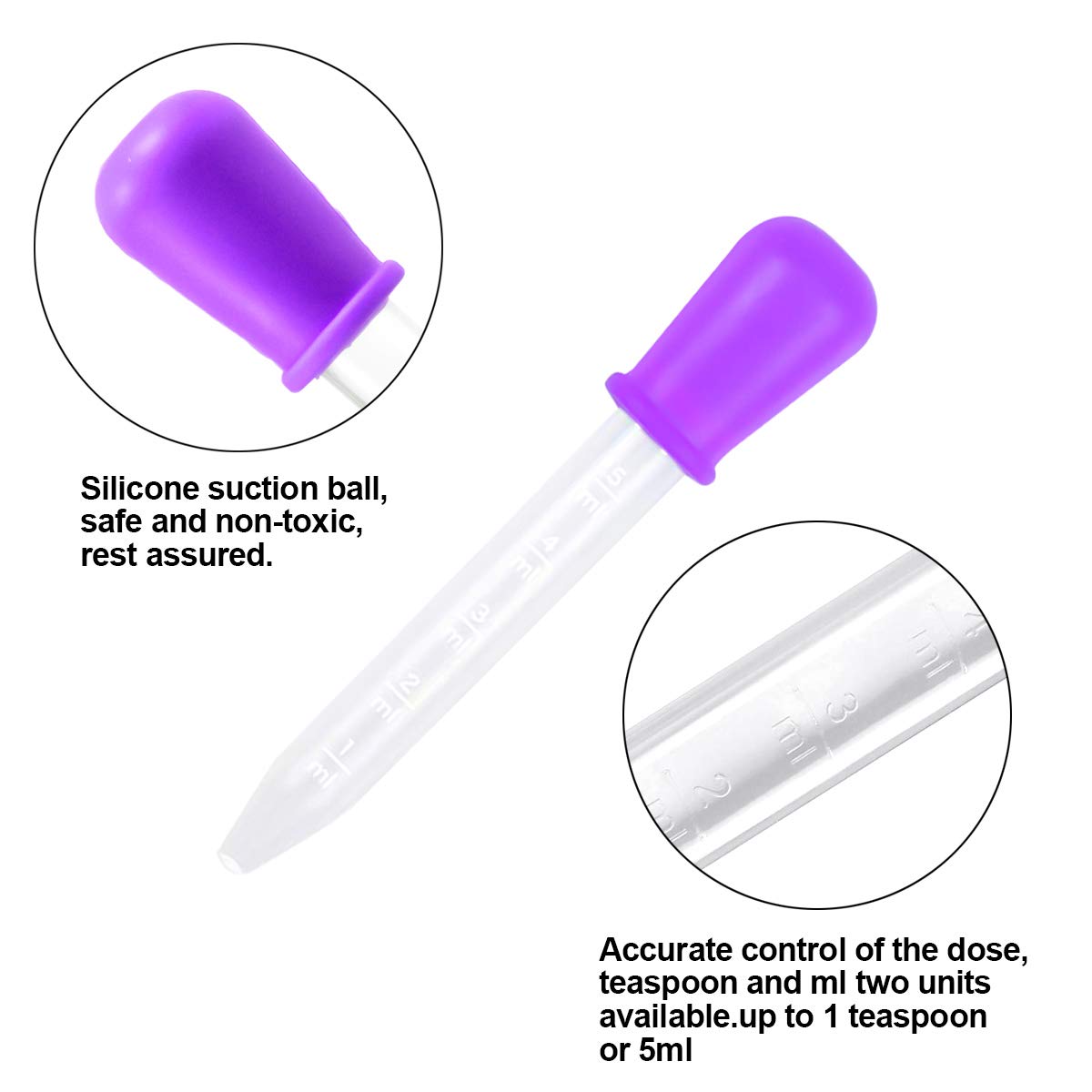 Pack of 15 5 ml liquid pipettes, liquid dropper with 2 brushes, silicone and plastic drip pipettes, graduated transfer pipette, measuring pipette for baby medicine, children science kitchen experiments - Baby Bliss