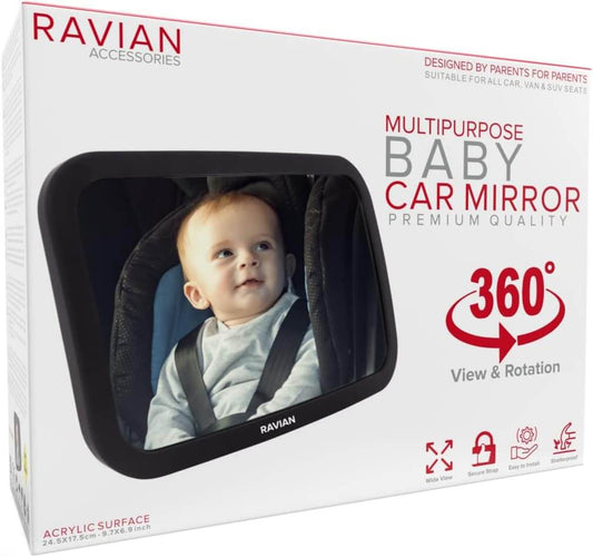 Baby Car Mirror for Back Seat - Safest Car Seat Mirror with Crystal Clear Vision, Shatterproof Adjustable Rear View Mirror for Infants, Children, Babies and Newborns with Rear View