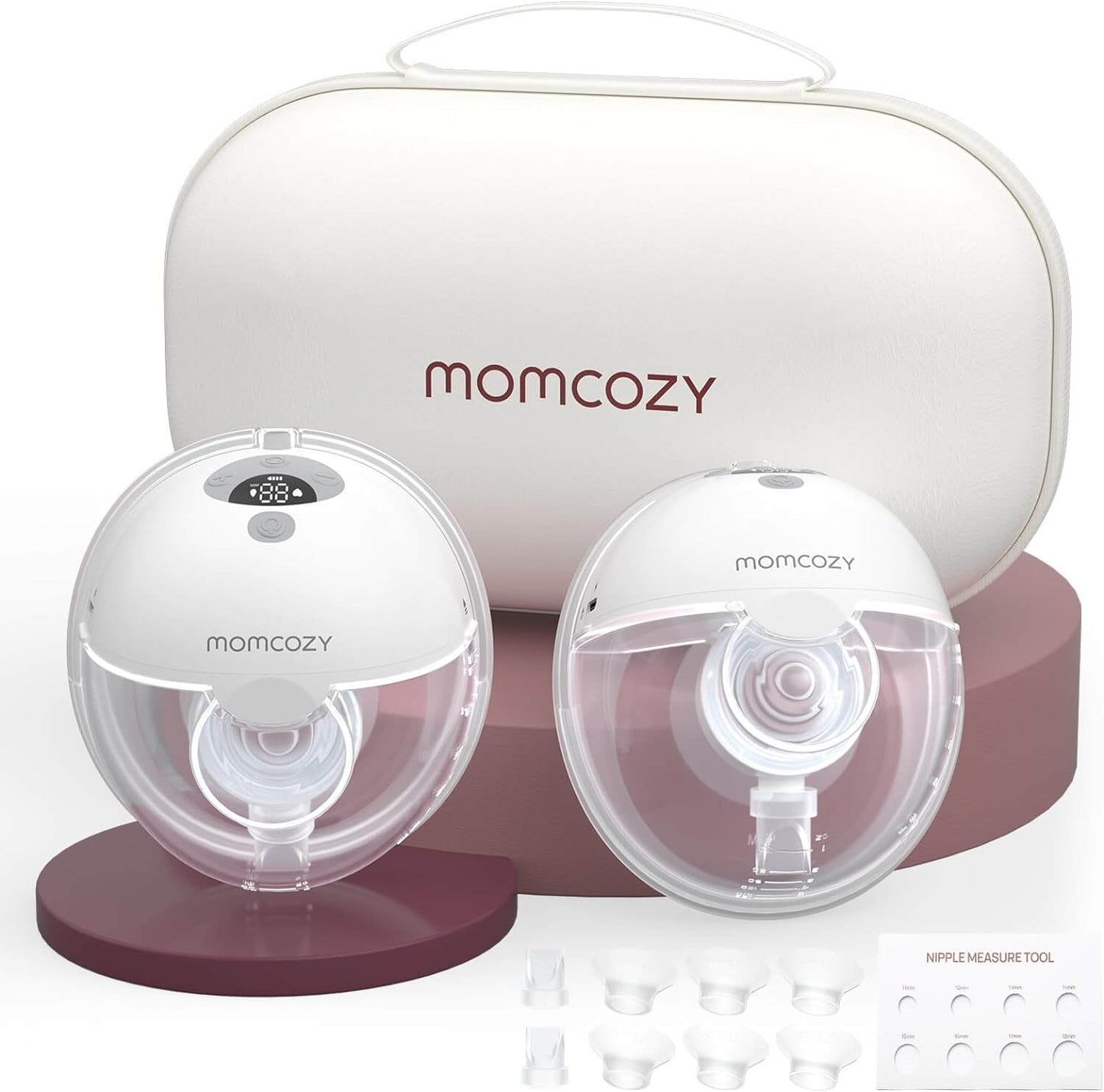 Momcozy Electric Portable Hands-Free M5 Breast Pump Double Breast Pump for Baby Mouth, Double Sealed Flange with 3 Modes and 9 Levels, - 24mm (2, Grey)