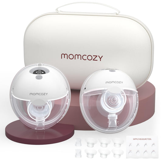 Momcozy Breast Pump Hands-Free Mobile Flow | M9, Discreet App Control, Personalised Multi Modes and 15 Levels, Independent Storage of Breast Milk, Portable Breast Pump M9 24 mm (Red, Pack of 2)