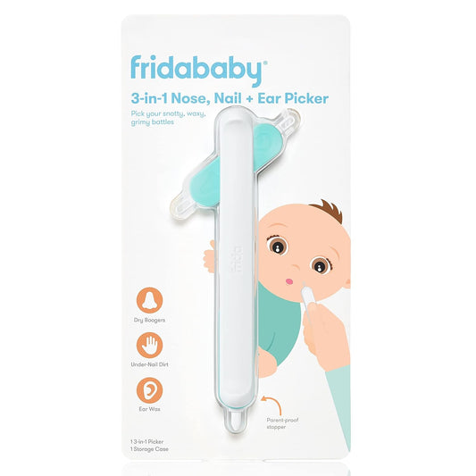Frida Baby The Makers of NoseFrida SnotSucker 3-in-1 Nose, Nail & Ear Picks Safely Clean Baby Boogers, Earwax and More - Baby Bliss