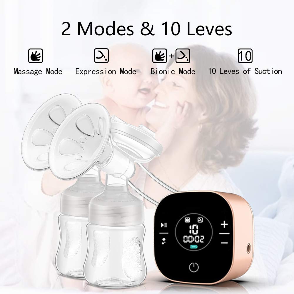 Bebebao Electric Double Breast Pump, Breastfeeding Pump with 2 Modes and 10 Levels, Ultra Quiet, Rechargeable Breast Pump for Travel and Home - Baby Bliss