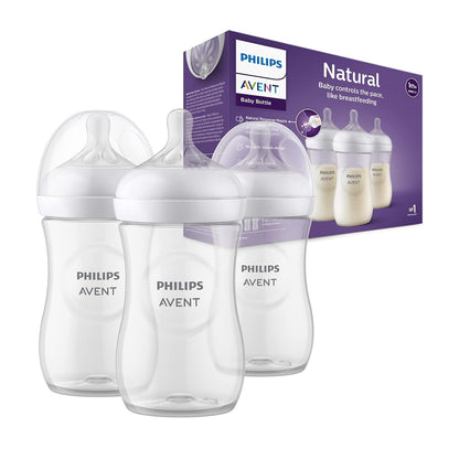 Philips Avent baby bottles Natural Response - 3x baby bottles, 260 ml, for newborns from 1 month, BPA-free (model SCY903/03)