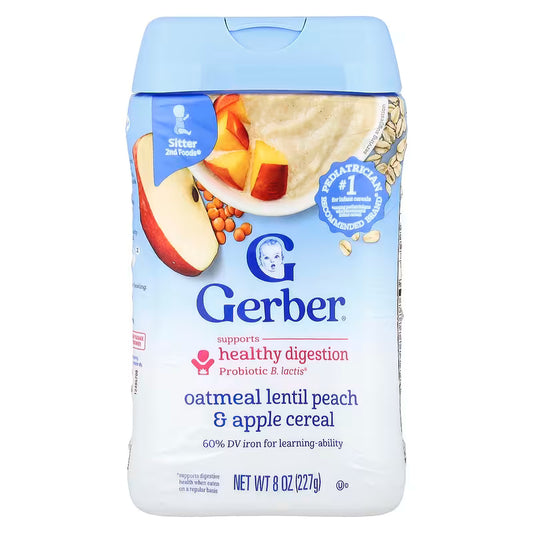 Gerber, Cereal for Baby, Power Blend Probiotic Oatmeal Lentil, Peach & Apple (227 g)