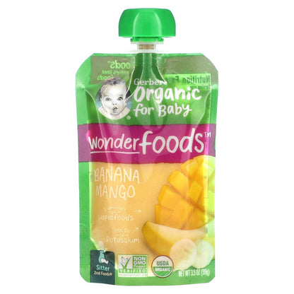 Gerber, Organic for Baby, Wonder Foods, 2nd Foods, Banana and Mango, 3.5 oz (99 g)