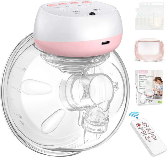 Jheppbay Electric Breast Pump Electric Portable with 3 Modes and 12 Levels, Intelligent Remote Control, Petal Design, Memory Function Electric Breast Pump (Pink, Pack of 1)