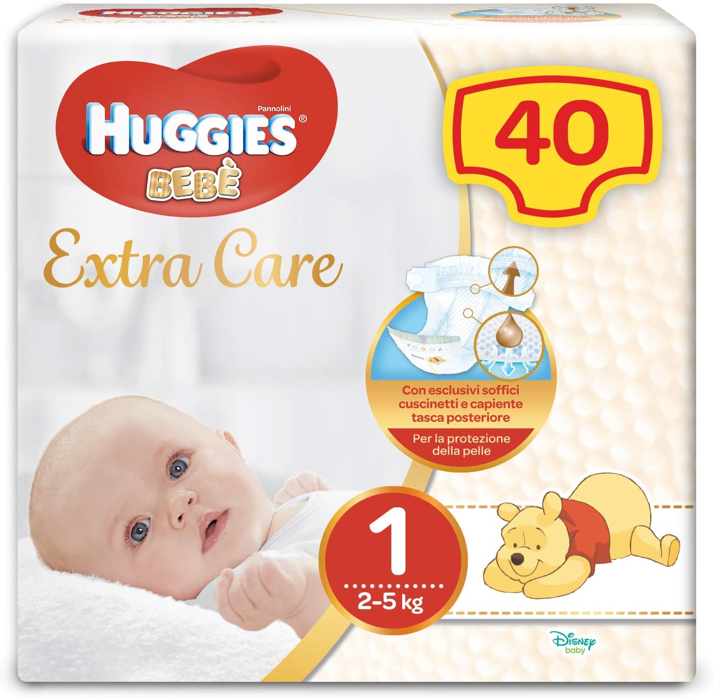 Huggies Huggies Extra Care Baby Size 1 (2-5kg) 40 Nappies - 830 - Baby Bliss