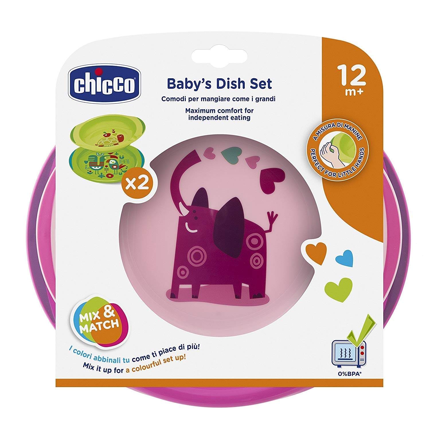 Chicco Baby Plate Set, Baby Weaning Tableware with 1 Soup Plate and 1 Plate, Non-Slip Base, Side Handles, Ergonomic Handle, Spoon Rest, 2-Piece Baby Tableware Set - 12+ Months - Baby Bliss