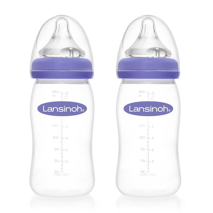 Lansinoh Wide-Necked Baby Bottle with NaturalWave Teat Plastic - Baby Bliss