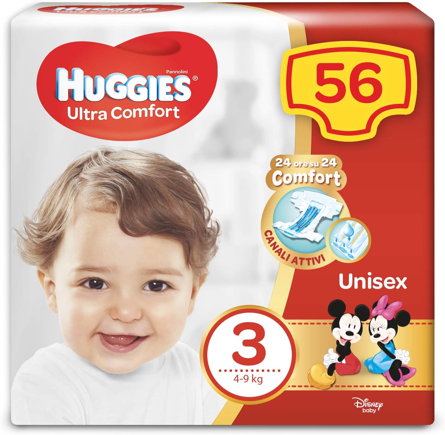 Huggies Huggies Ultra Comfort Nappies, Size 3 (4-9 kg), 56 Nappies - 1550 - Baby Bliss