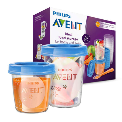 Philips Avent SCF721/20 Baby Food Storage Cups Pack of 20 (10 x 180 ml, 10 x 240 ml), with Screw Lid