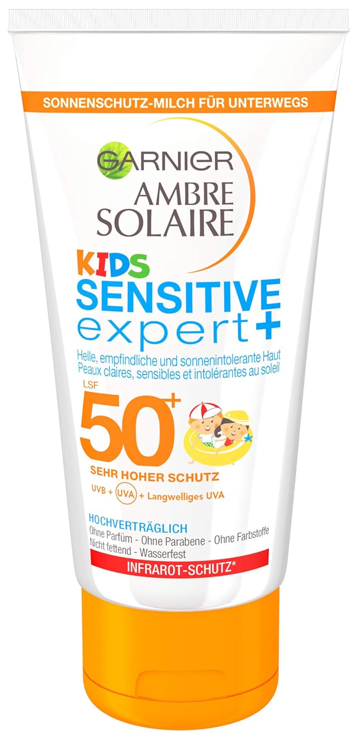 Garnier Sonnencreme Kids, Sonnenschutz-Milch für Kinder extra wasserfest, LSF 50+, Ambre Solaire, 1er Pack, 50 ml