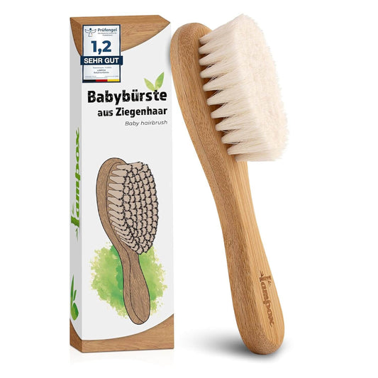 lampox Baby Hair Brush Extra Soft Baby First Equipment Newborn with Soft Goat Hair