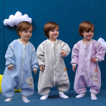 Baby Sleeping Bag Long-Sleeved Winter Child's Sleeping Bag, Dog Pattern, Baby Sleeping Suit with Feet, Cotton, Boy and Girl Unisex all-year-round Pyjamas - Baby Bliss
