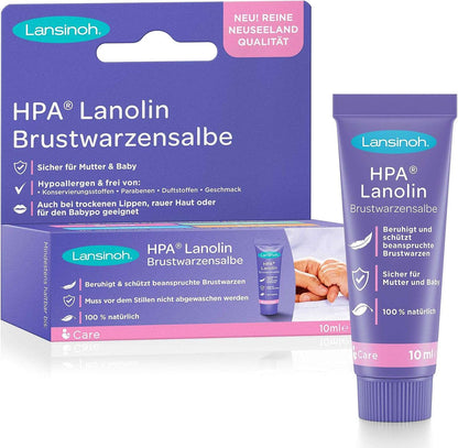 Lansinoh HPA Lanolin Nipple Ointment, 100% Natural, Soothes & Protects Stressed Nipples, Dermatest 10920 Transparent 10 ml (Pack of 1)