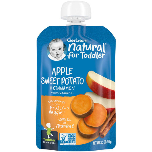 Gerber, Natural for Toddler, 12 Months+, Apple Sweet Potato and Cinnamon, 3.5 oz (99 g)