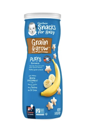 Gerber, Snacks for Baby, Grain & Grow, Puffs, Puffed Grain Snack, 8+ Months, Banana, 1.48 oz (42 g)