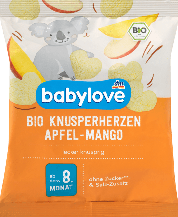 DM Baby snack crispy hearts apple-mango, from the 8th month, 30 g - Baby Bliss