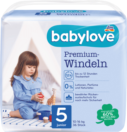 DM Diapers premium size 5, junior, 10-16 kg, 36 pcs - Baby Bliss