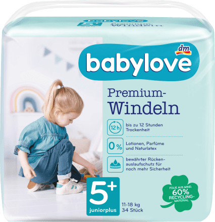 DM Diapers premium size 5+, junior plus, 11-18 kg, 34 pcs - Baby Bliss