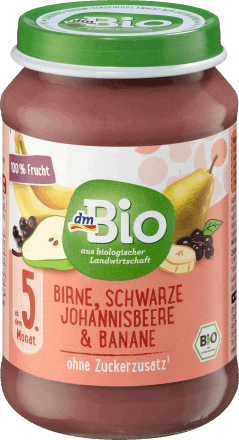 dmBio  Pear-blackcurrant fruit with banana from the 5th month, 190 g