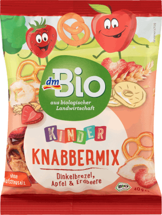 DM bio Children's snack Knabbermix spelled pretzel, apple & strawberry, from 3 years, 40 g