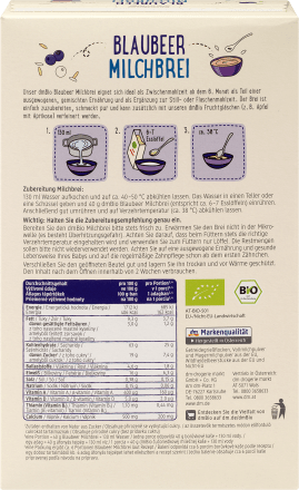 DM Milk porridge blueberry from the 6th month, 250 g - Baby Bliss